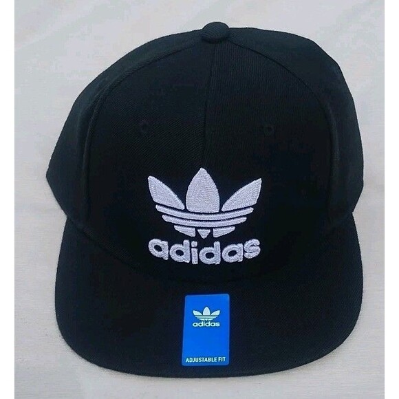 adidas Originals Men's Trefoil Chain Flatbrim Snapback Cap One Size Black/White - Picture 1 of 5